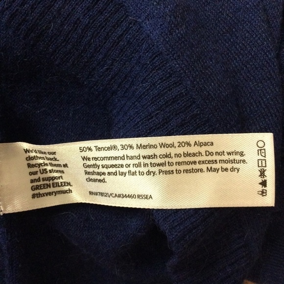 Eileen Fisher Blue Scoop Neck Marino Wool Alpaca Blend Top - Picture 7 of 7